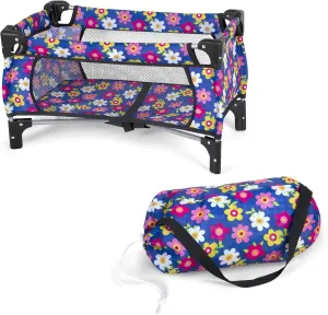 Baby Doll Crib Set, Doll Pack n Play Bassinet Blanket & Carry Bag for Baby Doll Playpen Fits up to 20" in Doll | Allows for Easy Compact Folding for Storage Toy Crib Doll, Excellent Pretend Play Gift