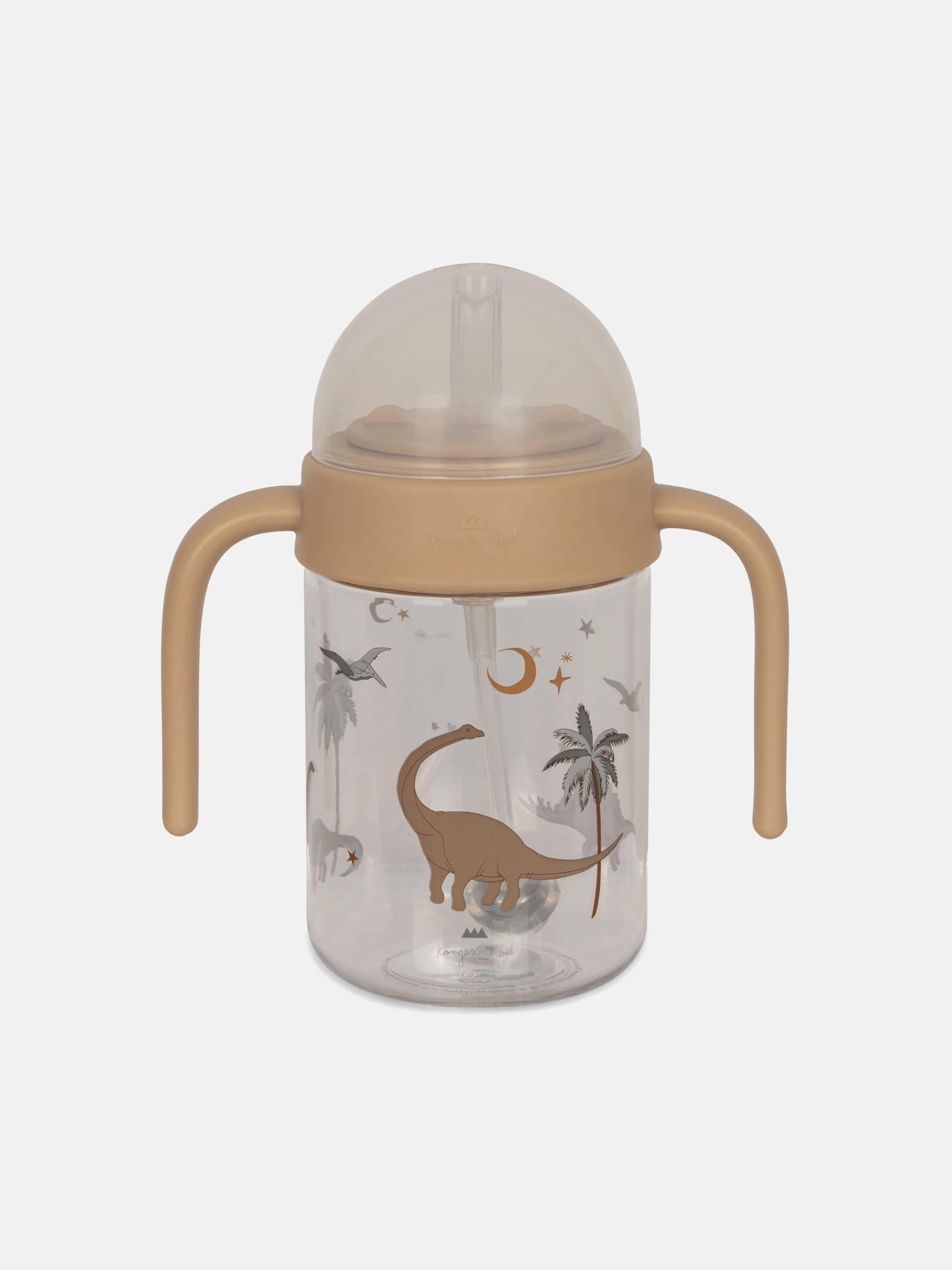 Baby Dino Bottle with Handle in Beige (15cm)