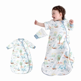 Baby Sleep Sack 12-24 Months - 1.0 TOG Wearable Blanket with Removable Sleeves, Soft Breathable Infant Sleeping Bag for Toddler, Two-Way Zipper for Easy Diaper Change (Dinosaur)