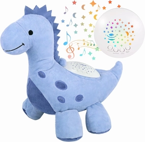 Baby Sleep Soother Cry Sensor Dinosaur Night Light Projector Baby Sound Machine Plush Stuffed Animal Toys for Boys Girls Pillow Ceiling for Toddler Lullabies & White Noise Sound