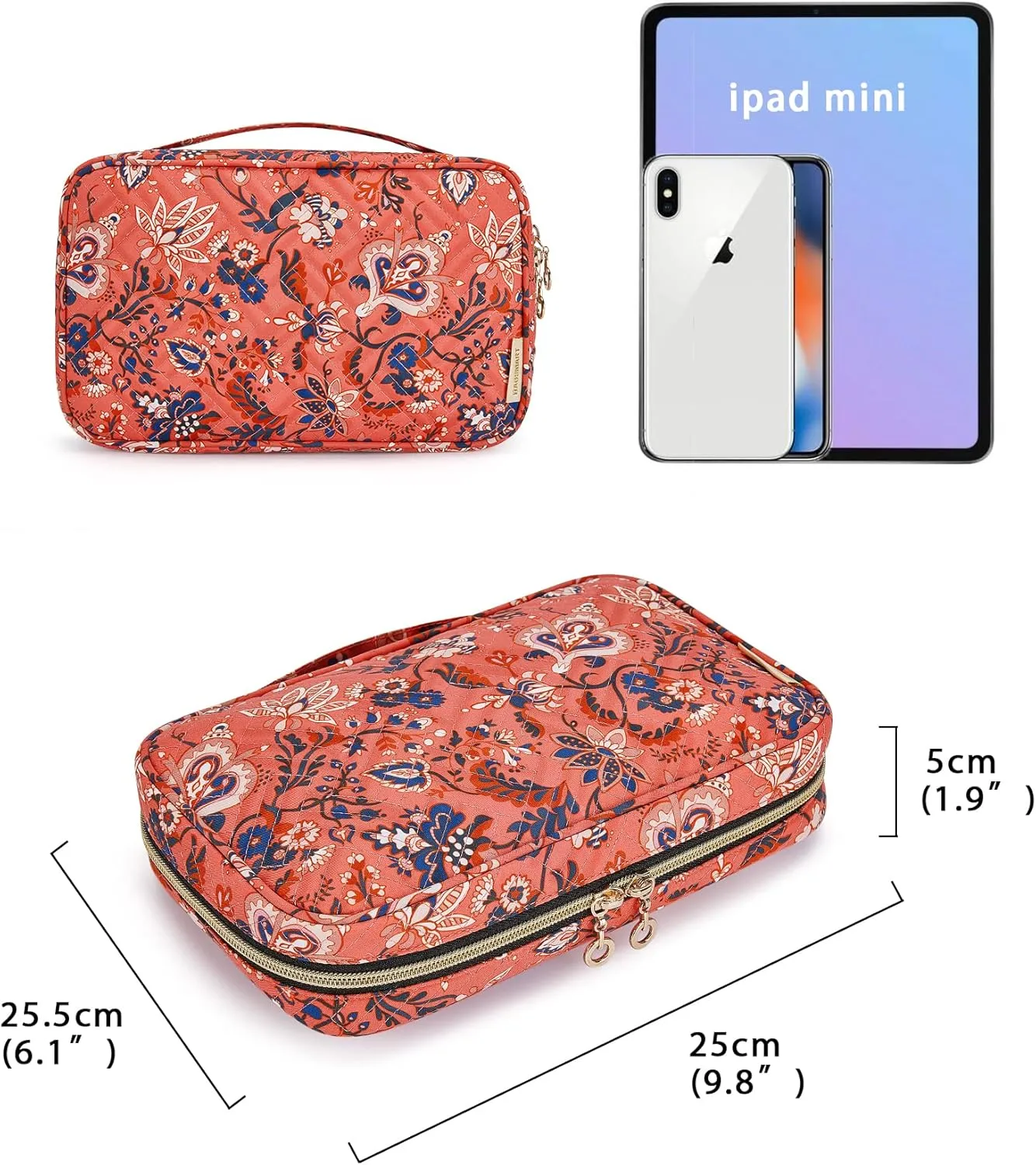BAGSMART Jewelry Organizer Case Travel Jewelry Storage Bag for Necklace, Earrings, Rings, Bracelet, Red Paisley