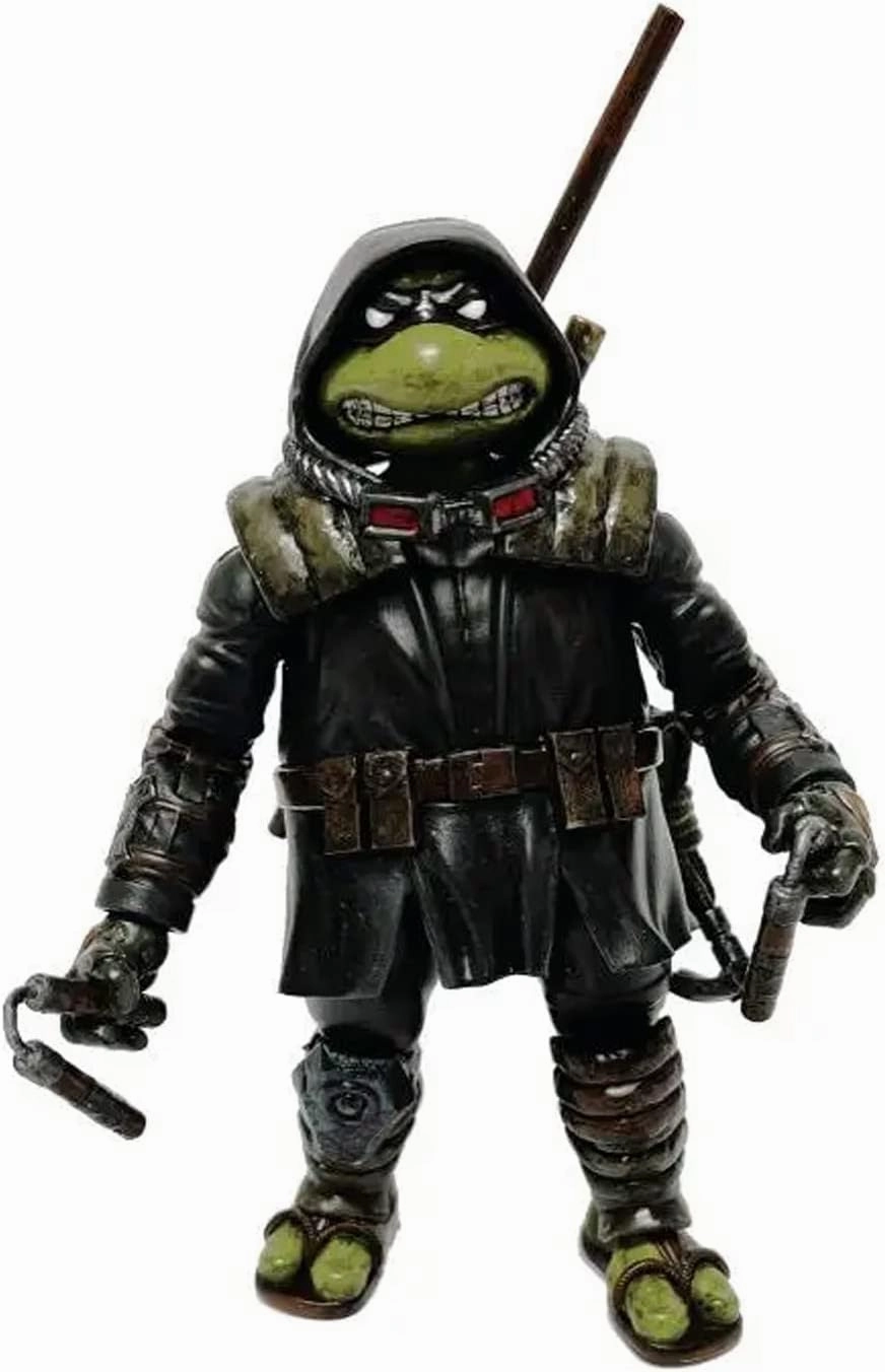 BANDAI Teenage Mutant Ninja Turtles The Last Ronin Michelangelo Action Figure Coloured 4.5'' TMNT The Last Ronin Articulated Action Figure with Accessories Teenage Mutant Ninja Turtles Toys, P81198