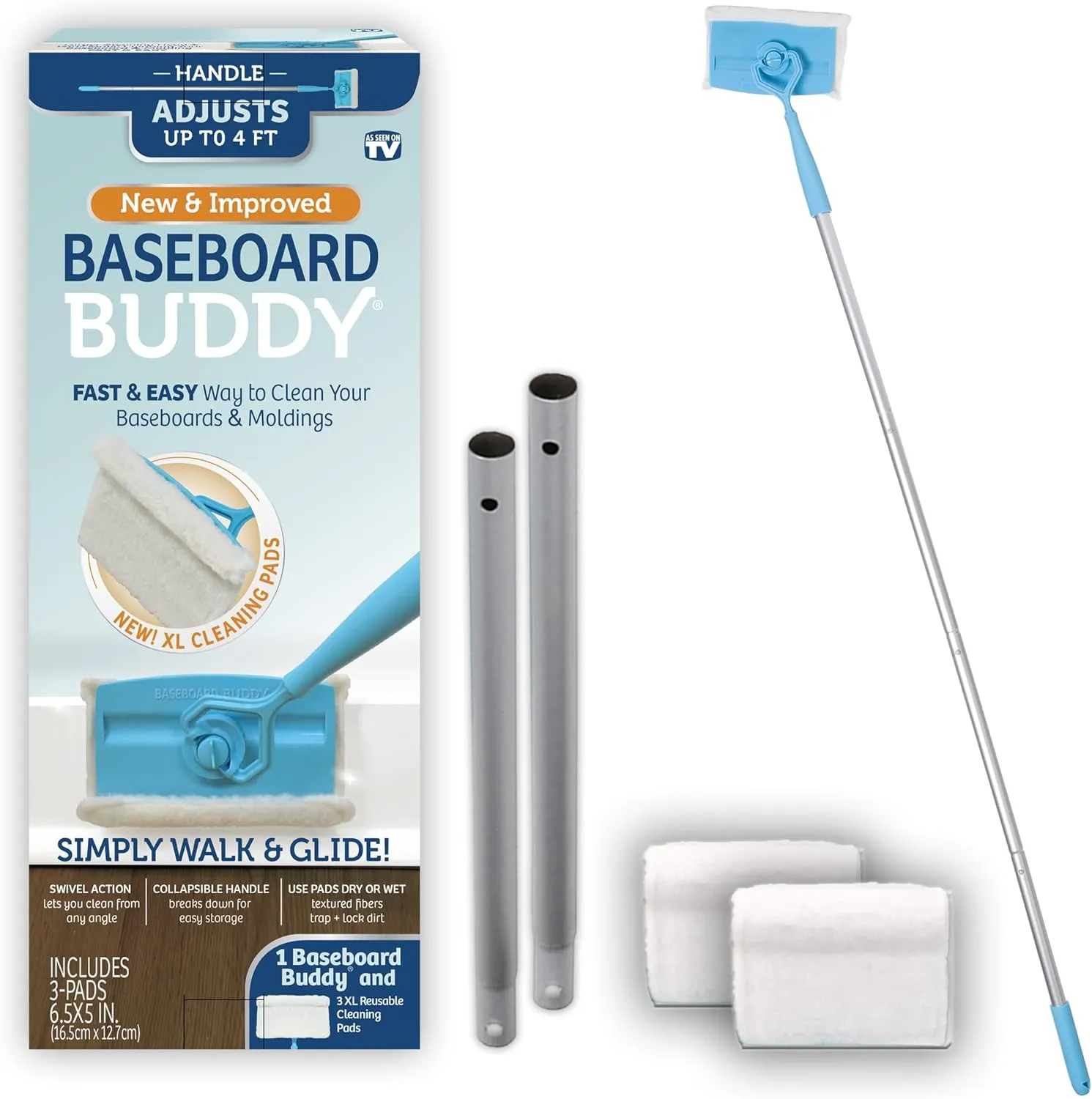 Baseboard Buddy – Baseboard & Molding Cleaning Tool! Includes 1 Baseboard Buddy and 3 Reusable Cleaning Pads, As Seen on TV