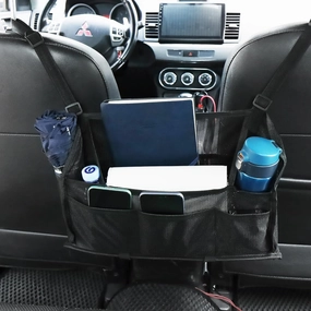 BASIKER Car Net Pocket Handbag Holder, Large Capacity Car Mesh Organizer for Wallet Phone Document, Driver Storage Netting Pouch, Car Purse Holder Between Seats, Seat Back Net Bag, Barrier of Backseat Pet Kids, Black