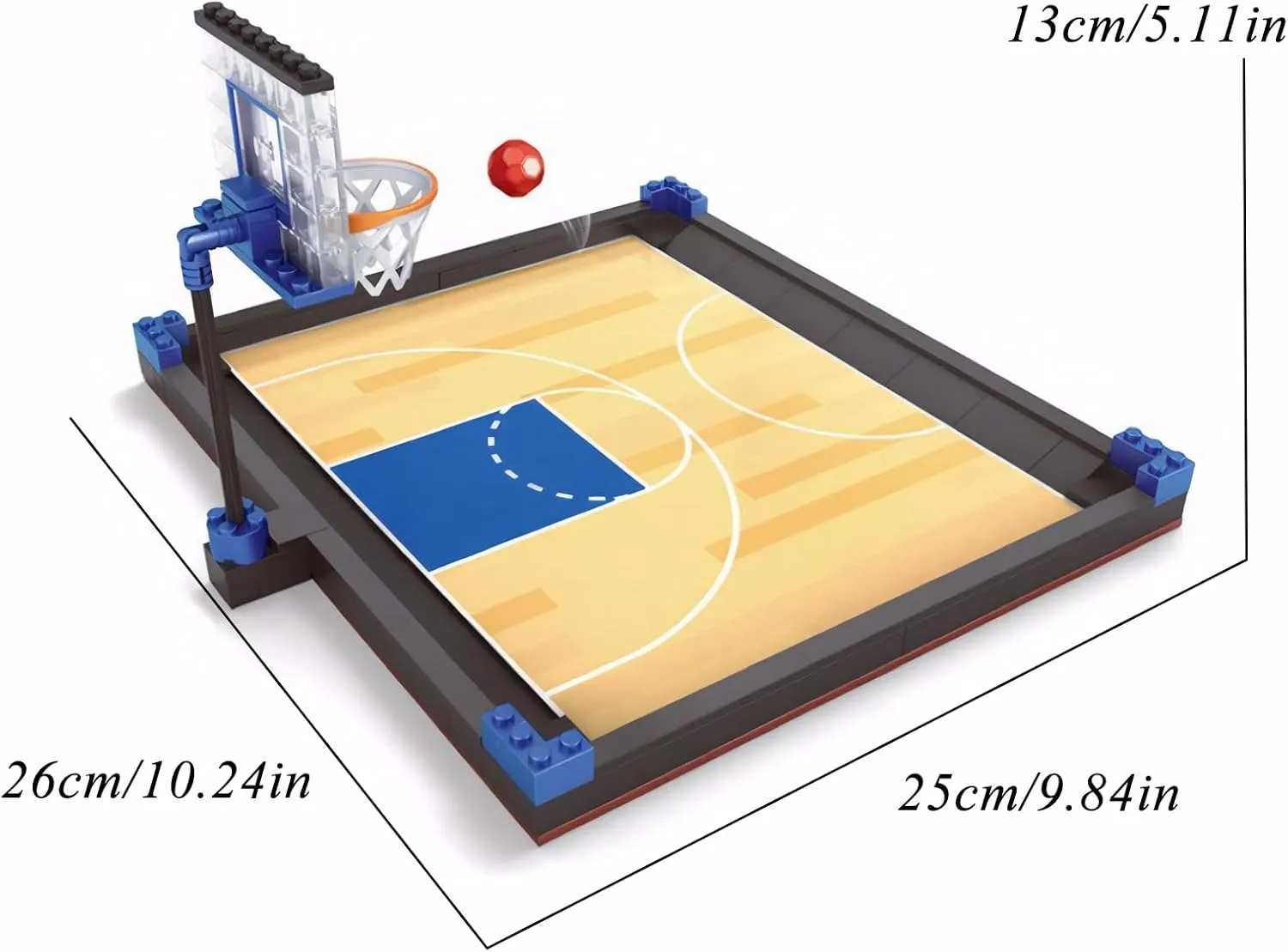 Basketball Court Building Blocks Kit, 250 PCS Micro Bricks Sports Arena Set with Hoop, Scoreboard & Player Figures, Compatible with Major Brands, Gift for Adults & Kids Ages 6-12  (Style 2)