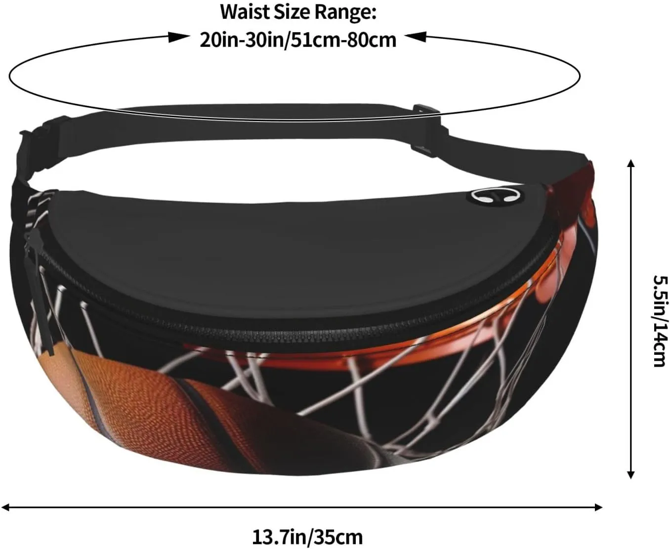 Basketball Fanny Pack for Man Women Waist Bag Adjustable Belt Casual Chest Bag Bum Bags for Travel Sports Running Hiking Waist Packs