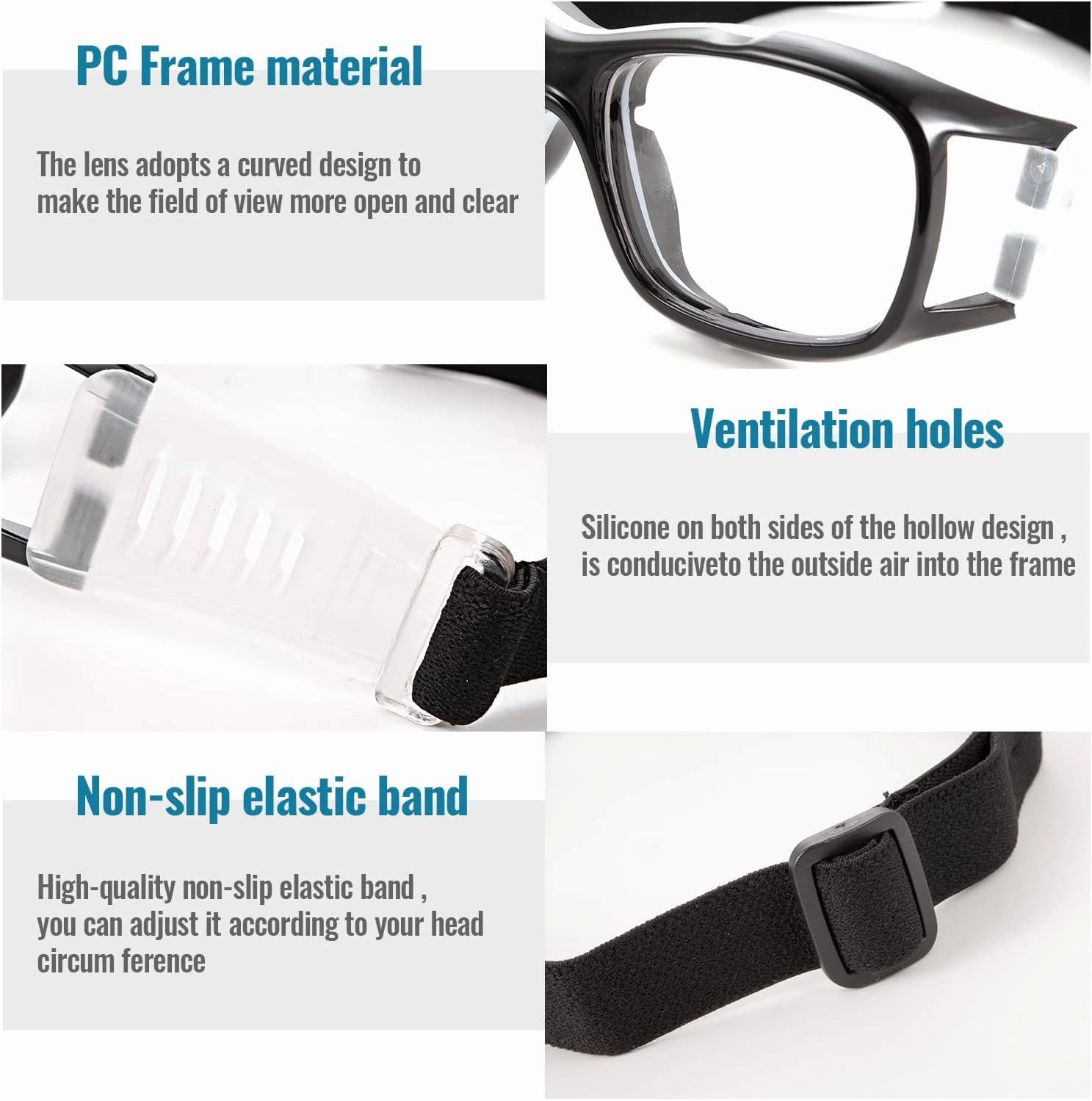 Basketball Football Glasses for Outdoor Sports Anti Fog Lens Protective Goggles with Adjustable Size