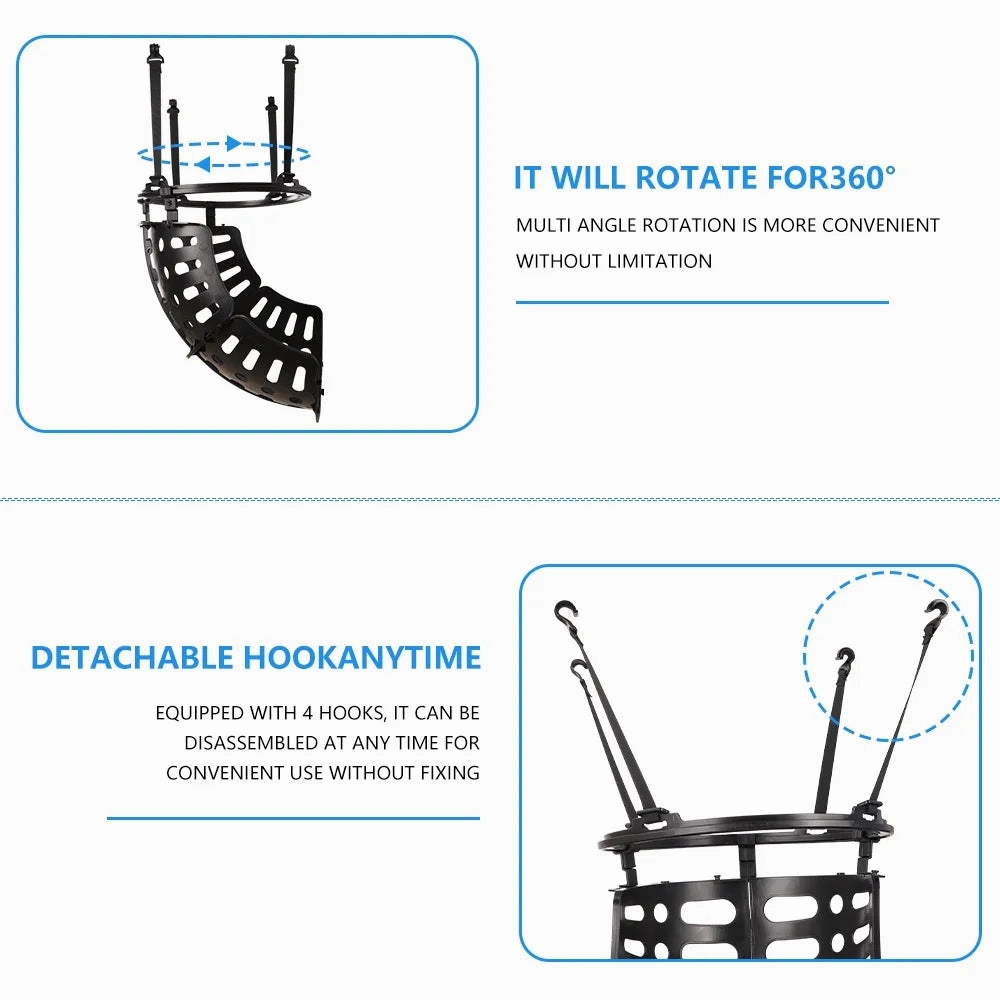 Basketball Return, SEGMART Basketball Return Attachment, 360° Basketball Shot Trainer, Portable Basketball Training Equipment, Basketball Return Chute Rebounder with 4 Detachable Hooks for Hoop,Black