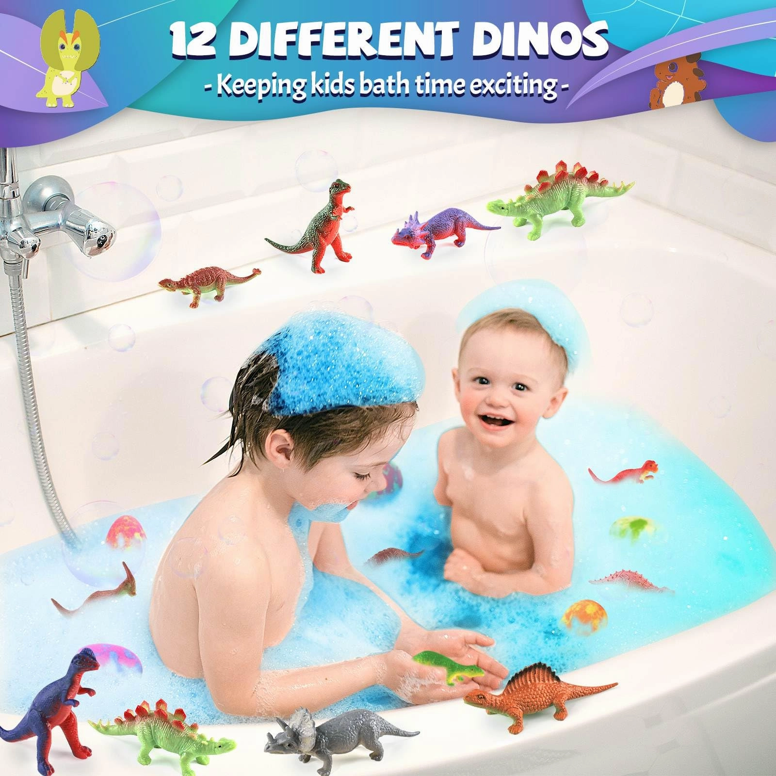 Bath Bombs for Kids with Inside Surprise, 16 Pack Dinosaur Toys for Kids 3 4 5 6 7 8 9 Year, Dinosaur Bath Bombs, Bath Toys, Kids Bath Bombs