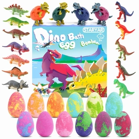 Bath Bombs for Kids with Inside Surprise, 16 Pack Dinosaur Toys for Kids 3 4 5 6 7 8 9 Year, Dinosaur Bath Bombs, Bath Toys, Kids Bath Bombs