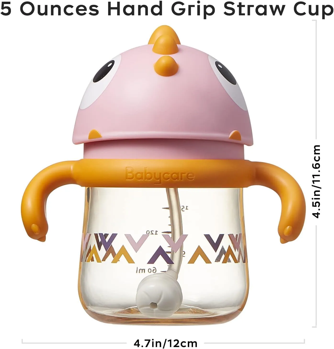 bc babycare Sippy Cups for Toddlers 1-3 No Spill, Sippy Cup for Baby 1  Year Old, Transition Weighted Sippy Cup with Straw and Strap, PPSU, BPA Free 5 oz, Pink