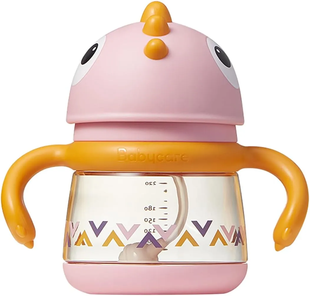 bc babycare Sippy Cups for Toddlers 1-3 No Spill, Sippy Cup for Baby 1  Year Old, Transition Weighted Sippy Cup with Straw and Strap, PPSU, BPA Free 5 oz, Pink