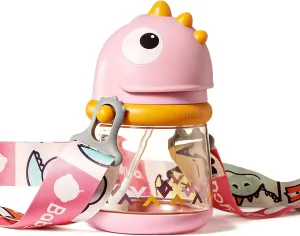 bc babycare Straw Sippy Cups for Toddler, No Spill Sippy Cups for Baby 1  Year Old, Transition Weighted Sippy Cup with Straw and Strap, 10oz/300ml, Pink