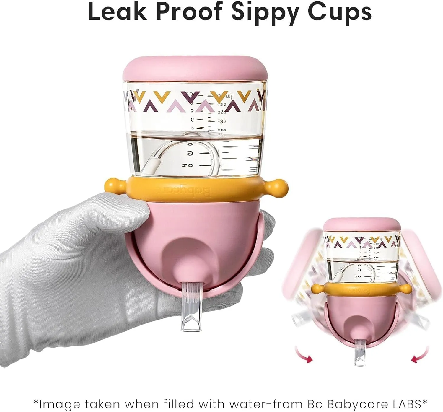 bc babycare Straw Sippy Cups for Toddler, No Spill Sippy Cups for Baby 1  Year Old, Transition Weighted Sippy Cup with Straw and Strap, 10oz/300ml, Pink