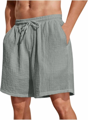 Beach Shorts for Men 5 Inch Textured Elastic Waist Drawstring Workout Running Jogging Active Wear with Pockets 2025