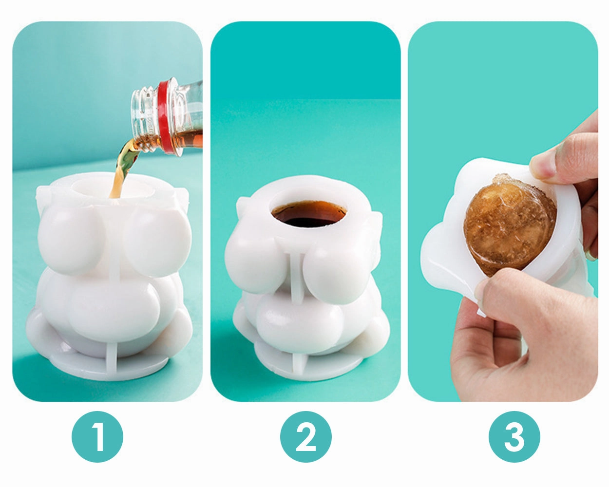 Bear Ice Cube Mold Set of 5 Cute Ice Cube Molds (2 Large and 3 Small) Fun Shaped 3D Bear Mold Silicone Molds for Coffee, Tea, Milk, Chocolate and Candle