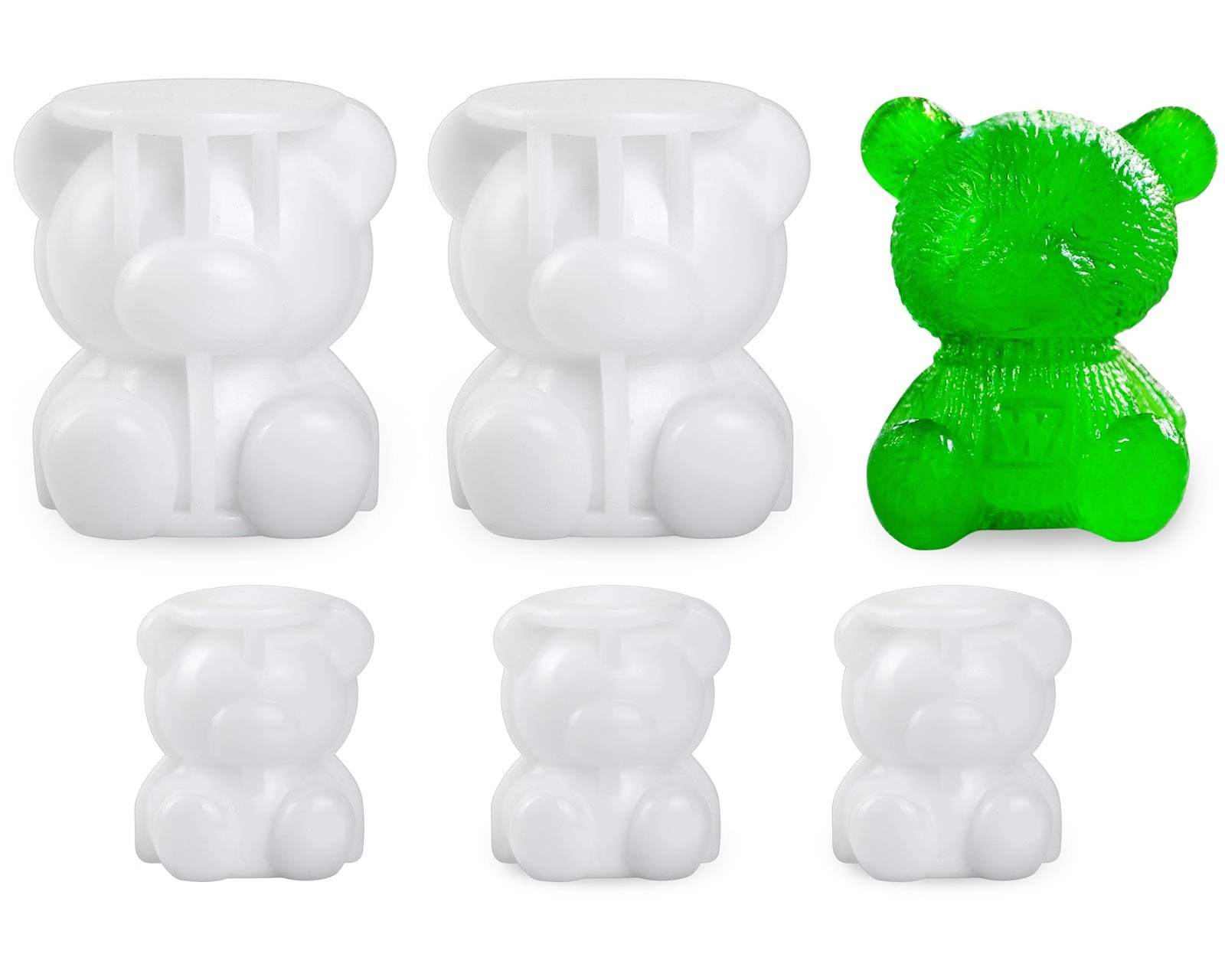 Bear Ice Cube Mold Set of 5 Cute Ice Cube Molds (2 Large and 3 Small) Fun Shaped 3D Bear Mold Silicone Molds for Coffee, Tea, Milk, Chocolate and Candle