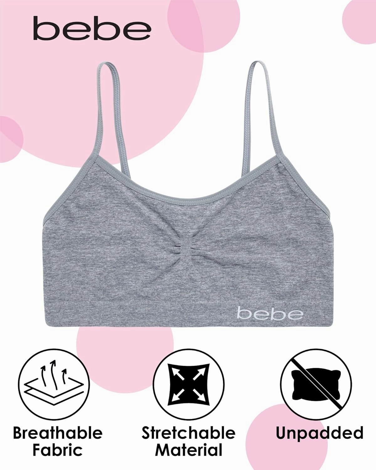 bebe Girls Training Bra - 8 Pack Seamless Training Cami Sports Bralette (S-L)