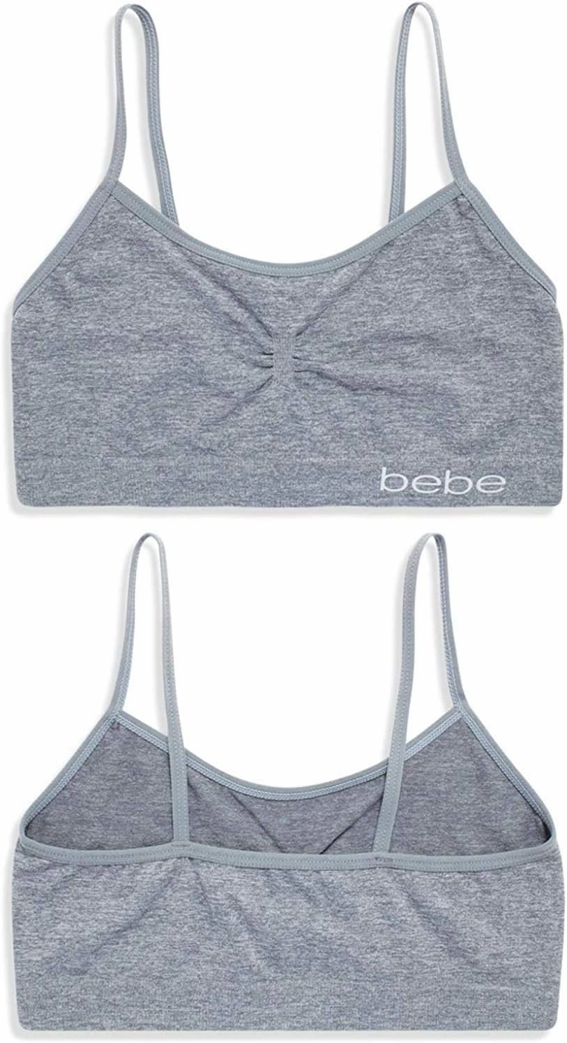 bebe Girls Training Bra - 8 Pack Seamless Training Cami Sports Bralette (S-L)