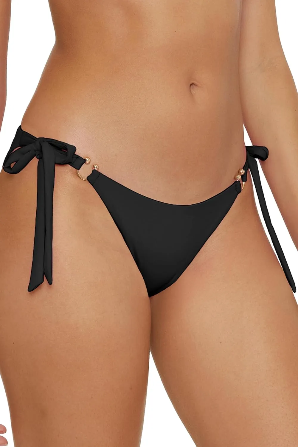 BECCA Women's Standard Color Code Tie Side Bikini Bottom, Cheeky Coverage, Swimwear Separates