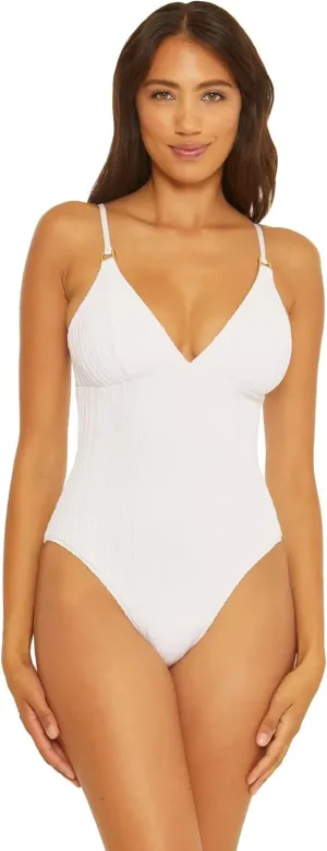 BECCA Women's Standard Moon Ridge One Piece Swimsuit, Plunging V-Neckline, Bathing Suits