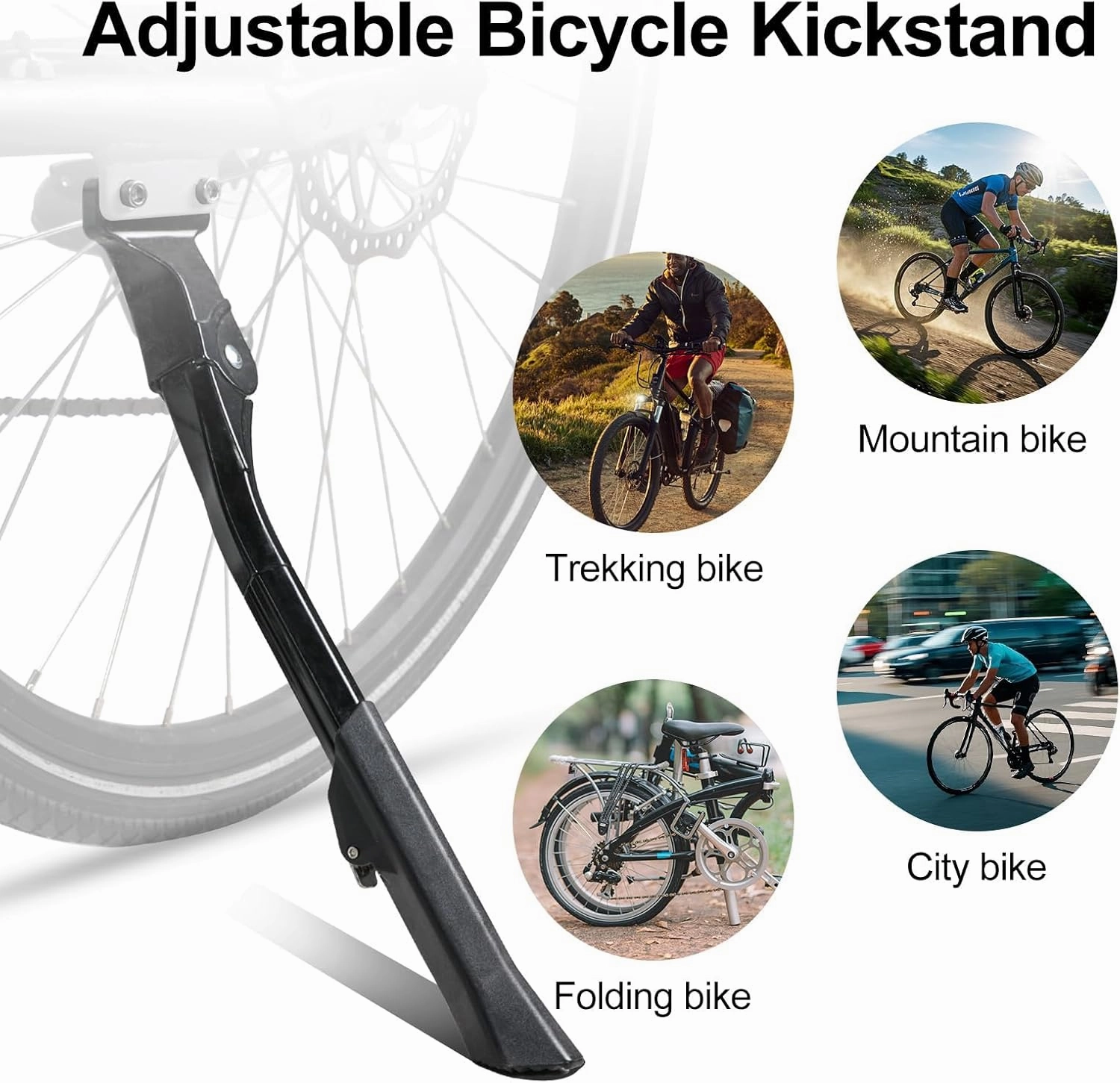Bike Kickstand for Cervelo Aspero, Adjustable Kickstand Foot Side Stand Support, Aluminum Rear Side Bicycle Stand for Bike with Non-Slip Rubber Foot, B