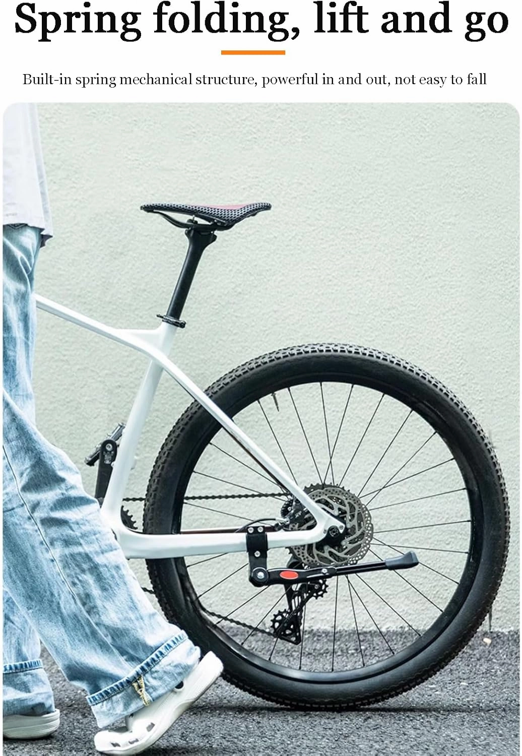 Bike Kickstand for Orbea Urrun30 Vibe H30 Wild Wild FS Wild HT, Adjustable Kickstand Foot Side Stand Support, Aluminum Rear Side Bicycle Stand for Bike with Non-Slip Rubber Foot, B