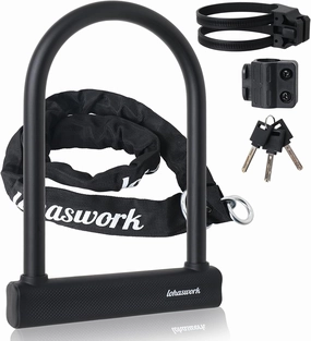 Bike Locks, Heavy Duty Anti Theft， 4mm/120cm Shackle Motorcycle Wheel Locks, 4ft Chain with Sturdy Mounting Bracket and 3 Keys for EBike, Electric Scooter，Moped，Fat-Tire，Gates