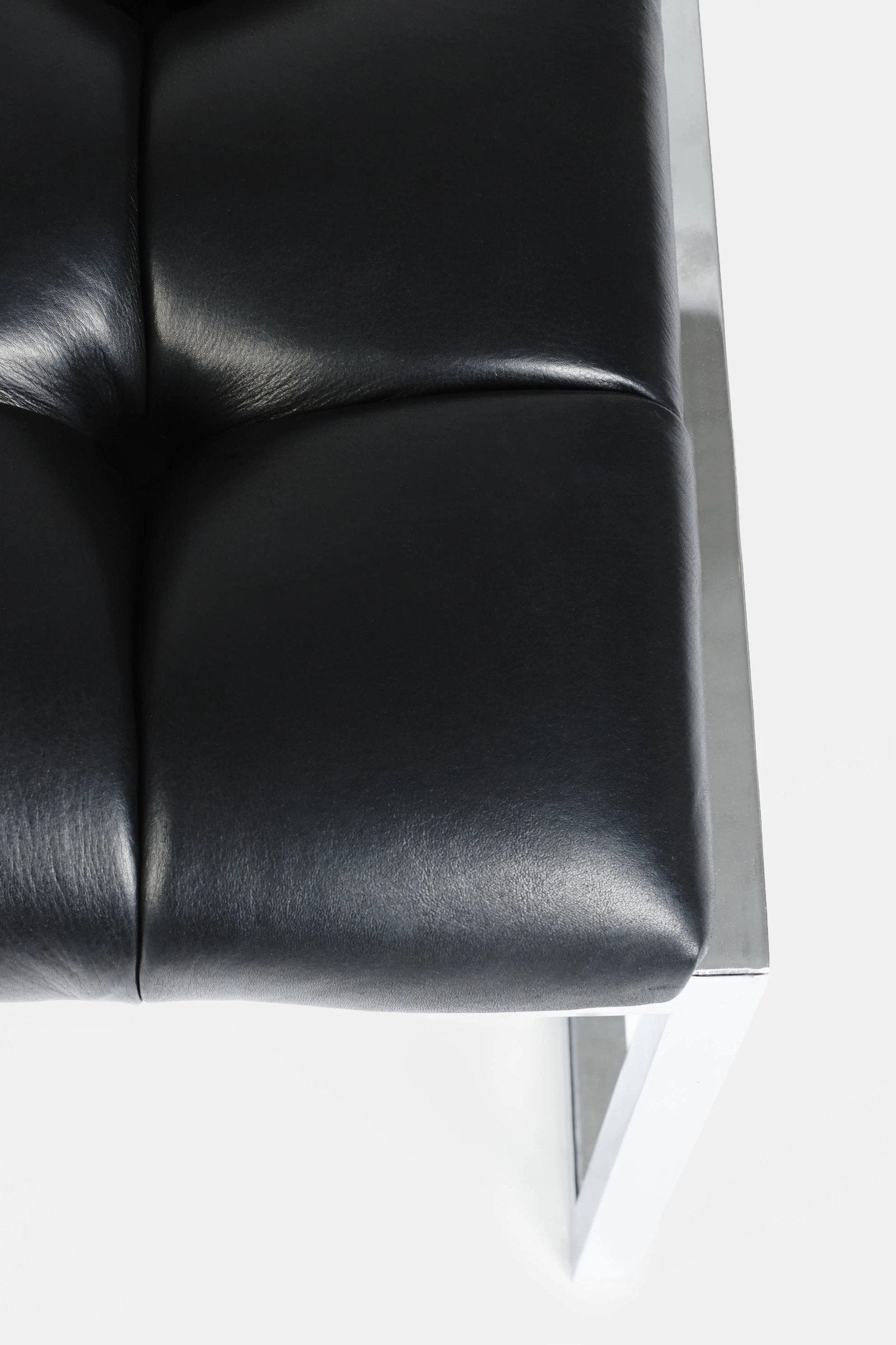 Black Leather Tufted Bench
