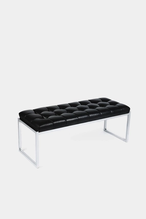 Black Leather Tufted Bench