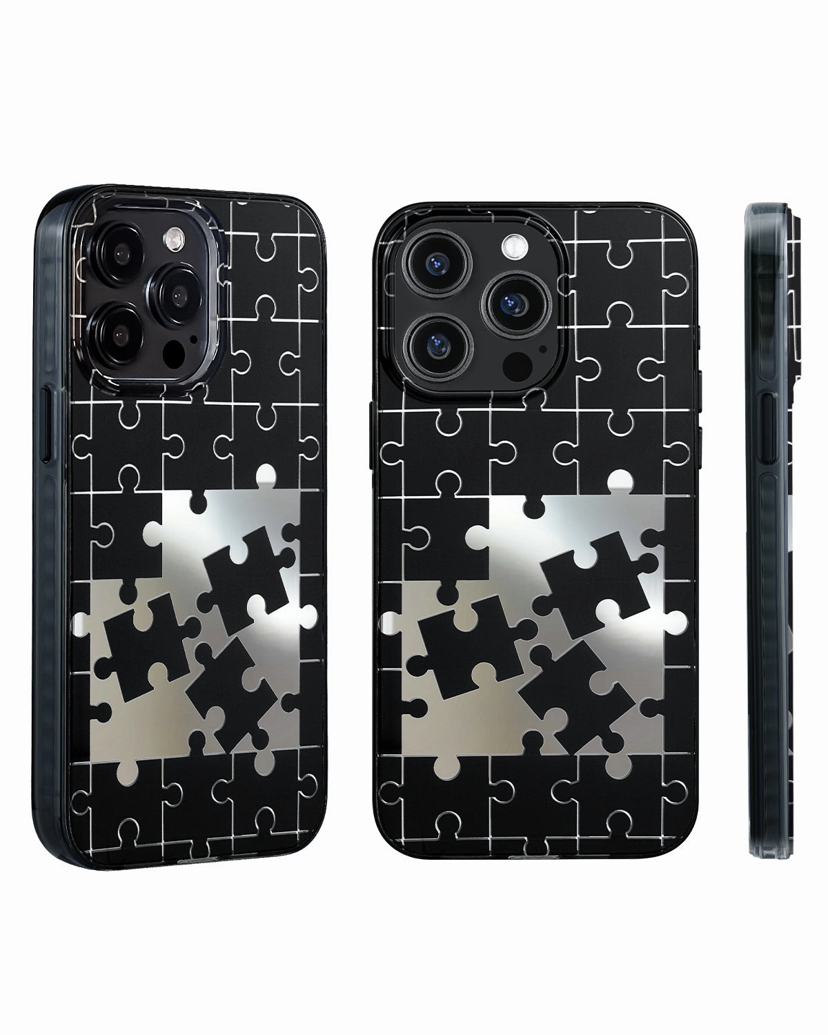 Black Puzzle Mirror iPhone Case
