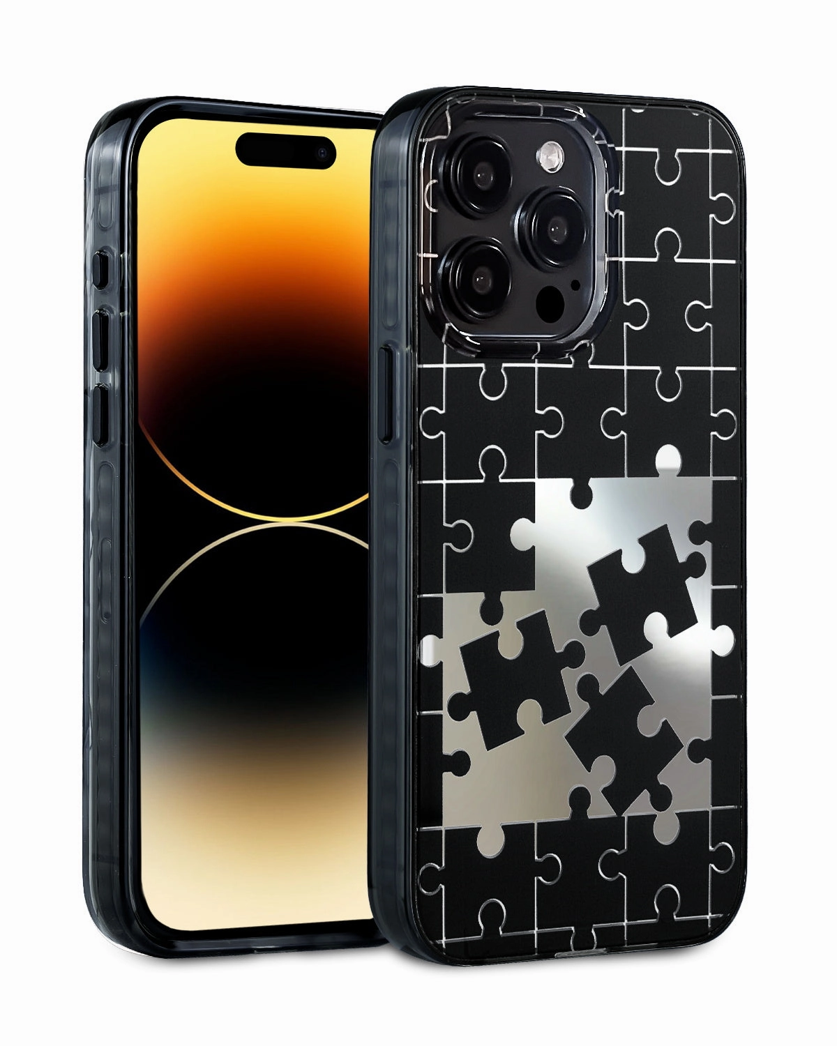 Black Puzzle Mirror iPhone Case