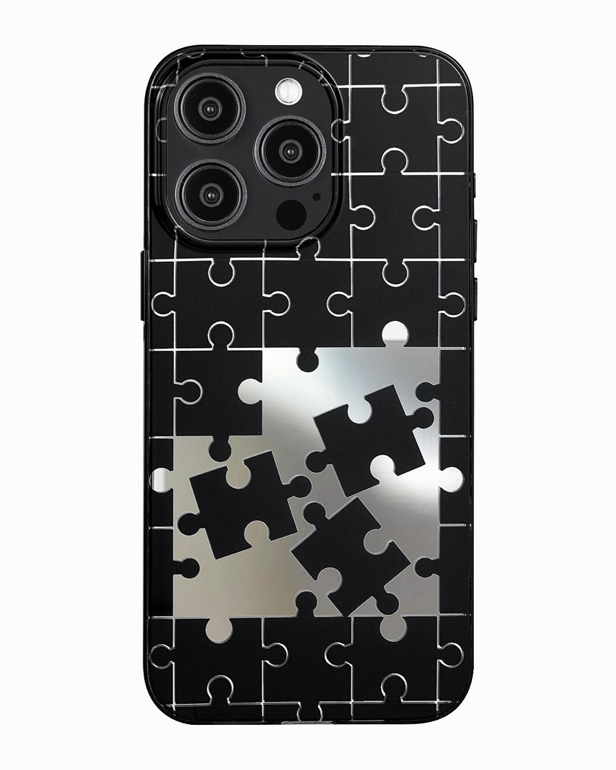 Black Puzzle Mirror iPhone Case