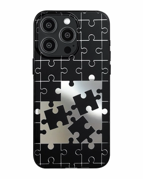 Black Puzzle Mirror iPhone Case