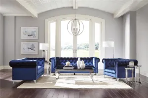 Bleker 2-piece Upholstered Tuxedo Arm Tufted Sofa Set Blue - 509481-S2