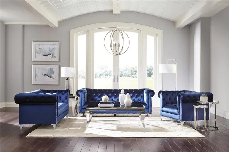 Bleker 2-piece Upholstered Tuxedo Arm Tufted Sofa Set Blue - 509481-S2