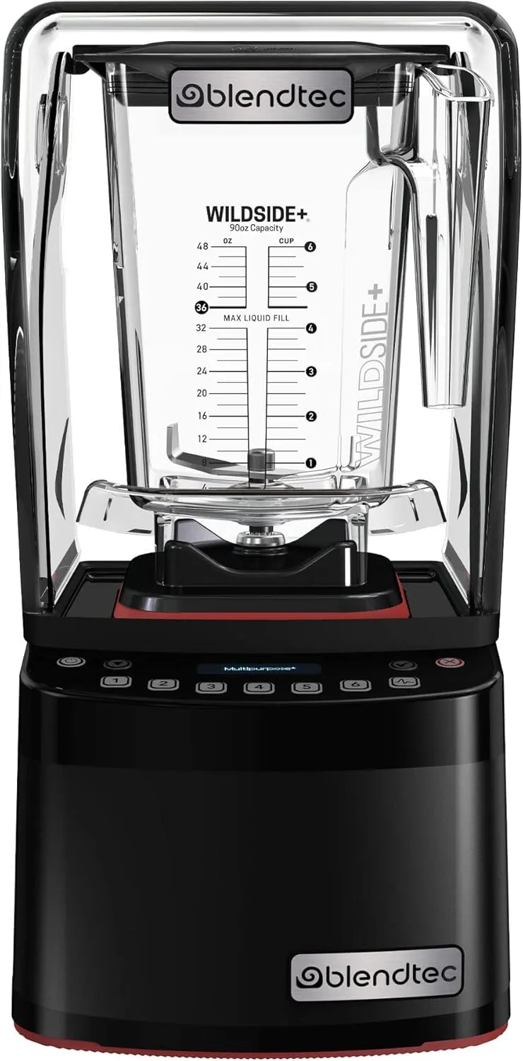 Blendtec Stealth X 885 - Brushless Commercial-Grade Blender with Sound Enclosure - Wildside   and FourSide Jar with Soft Lid - Black