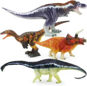 Boley 4 Pack Jumbo Authentic Dinosaur Toys, Gosnell Model - Educational Plastic Dinosaur Toy Play Set - Great As Kids Birthday Gifts and Party Supplies for Boys, Toddlers, and 5-6 Year Olds