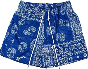 BOOMLEMON Mens Paisley Shorts Mesh Graphic Print Retro Casual Shorts Athletic Gym Basketball Running Short Pants