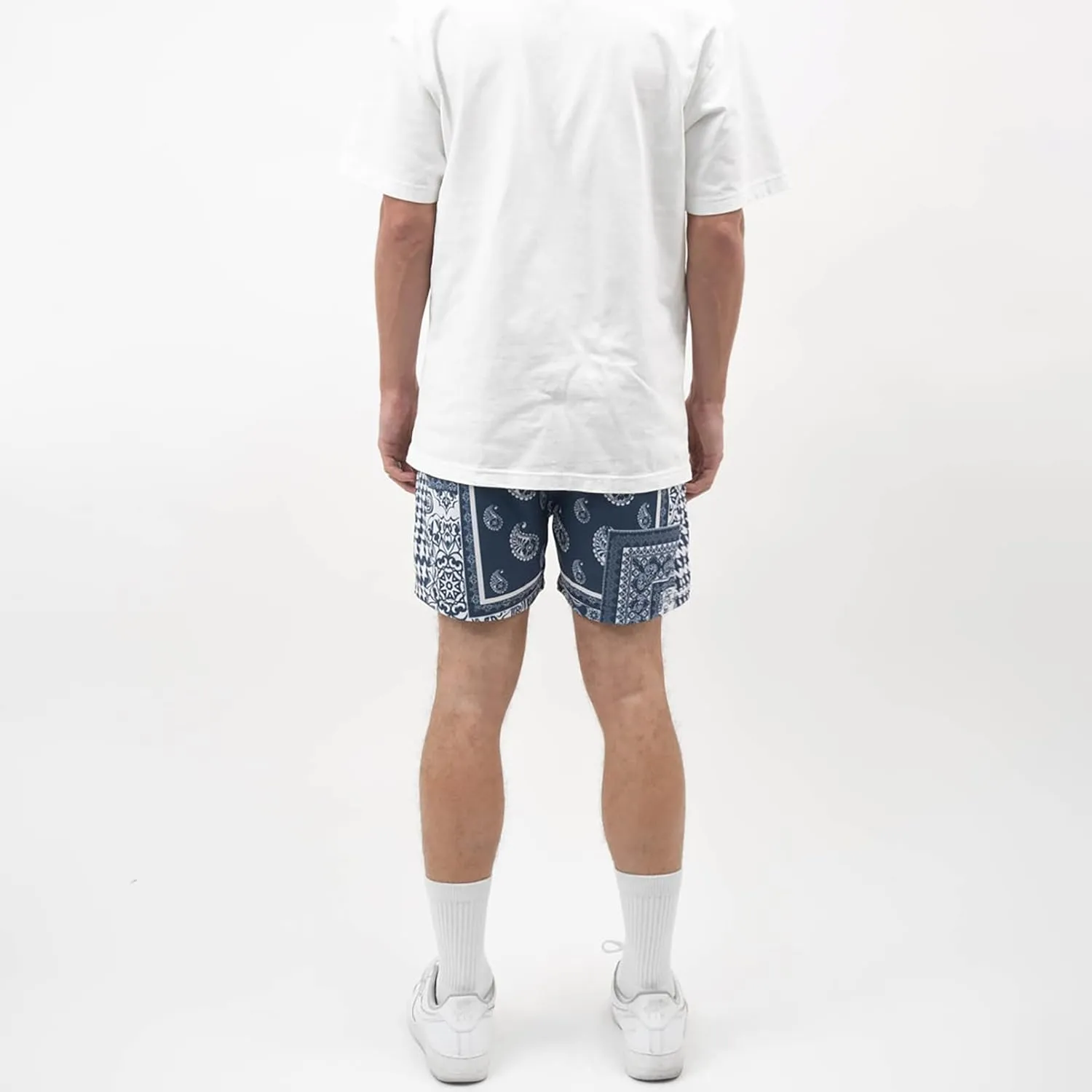 BOOMLEMON Men's Retro Paisley Shorts Mesh Print Casual Beach Shorts Athletic Gym Workout Running Short Pants