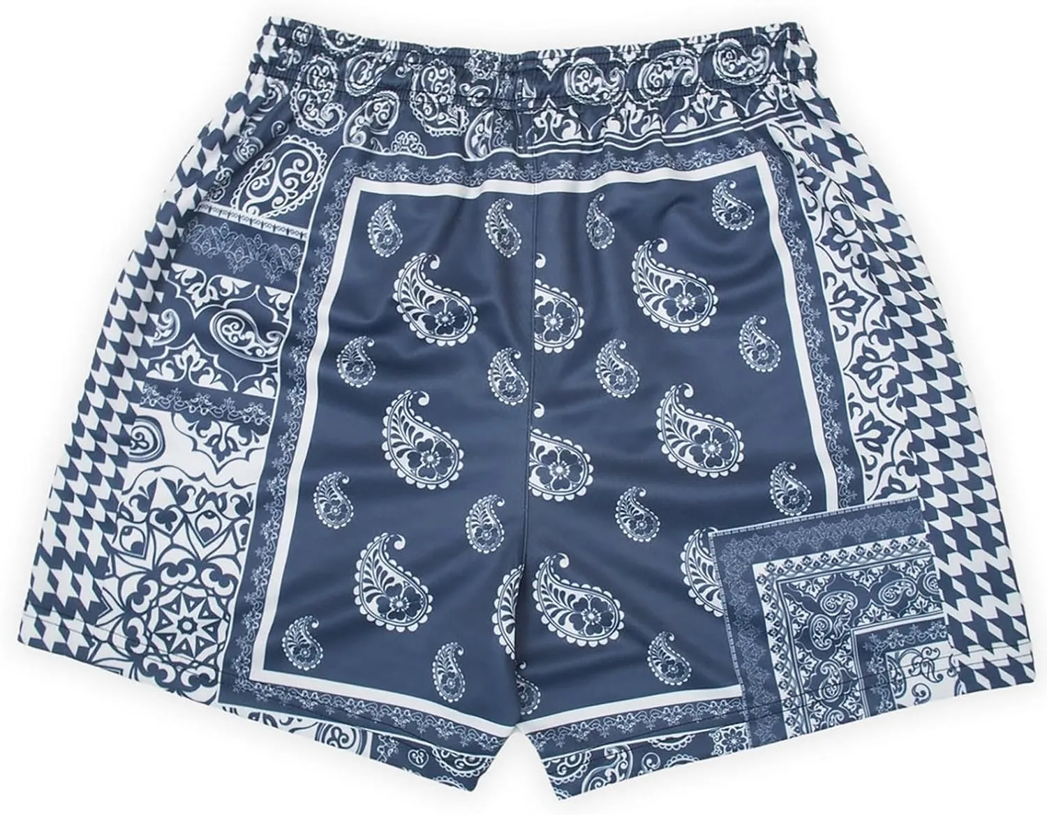 BOOMLEMON Men's Retro Paisley Shorts Mesh Print Casual Beach Shorts Athletic Gym Workout Running Short Pants