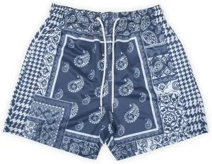 BOOMLEMON Men's Retro Paisley Shorts Mesh Print Casual Beach Shorts Athletic Gym Workout Running Short Pants