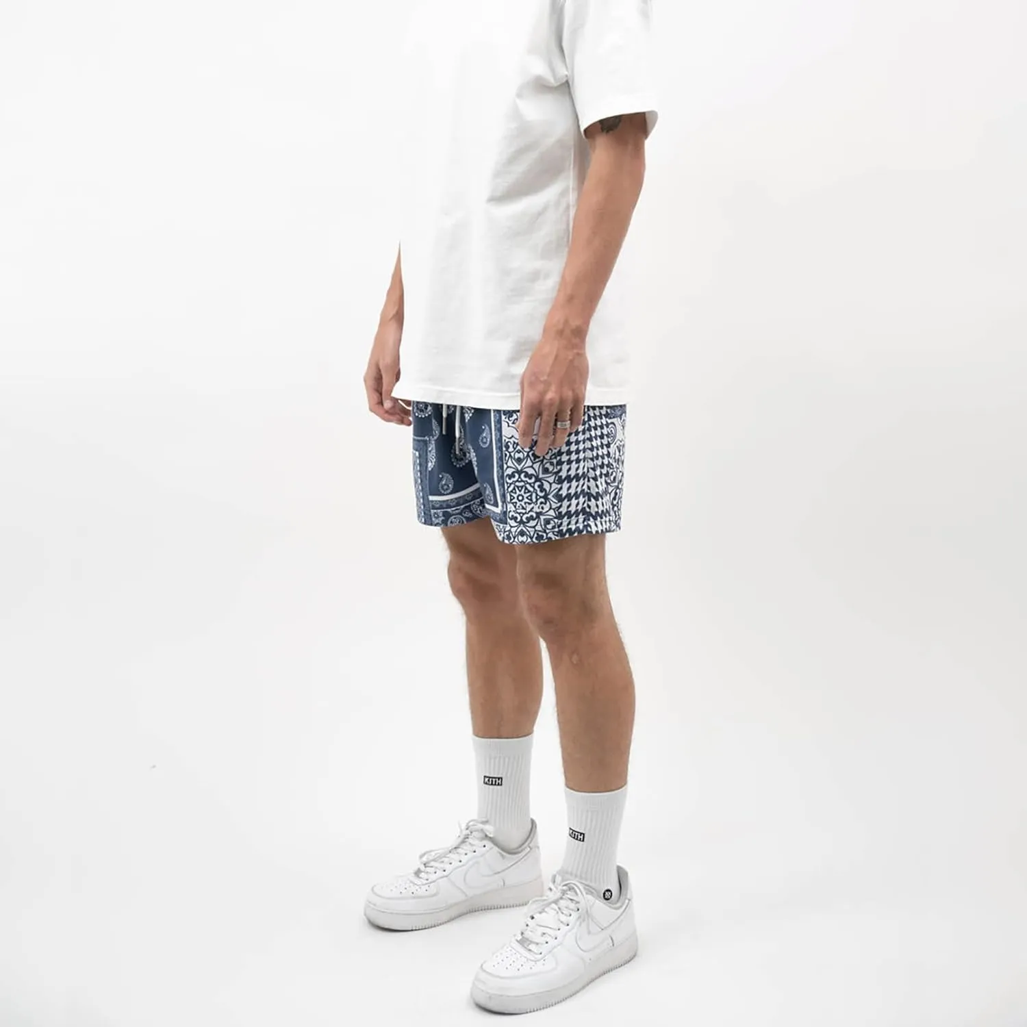 BOOMLEMON Men's Retro Paisley Shorts Mesh Print Casual Beach Shorts Athletic Gym Workout Running Short Pants