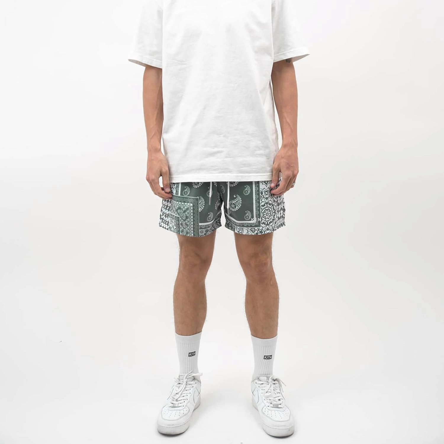 BOOMLEMON Men's Retro Paisley Shorts Mesh Print Casual Beach Shorts Athletic Gym Workout Running Short Pants