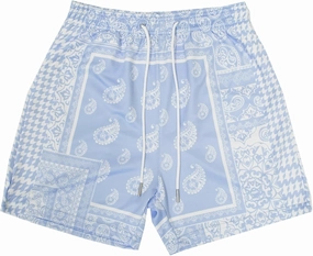 BOOMLEMON Men's Retro Paisley Shorts Mesh Print Casual Beach Shorts Athletic Gym Workout Running Short Pants