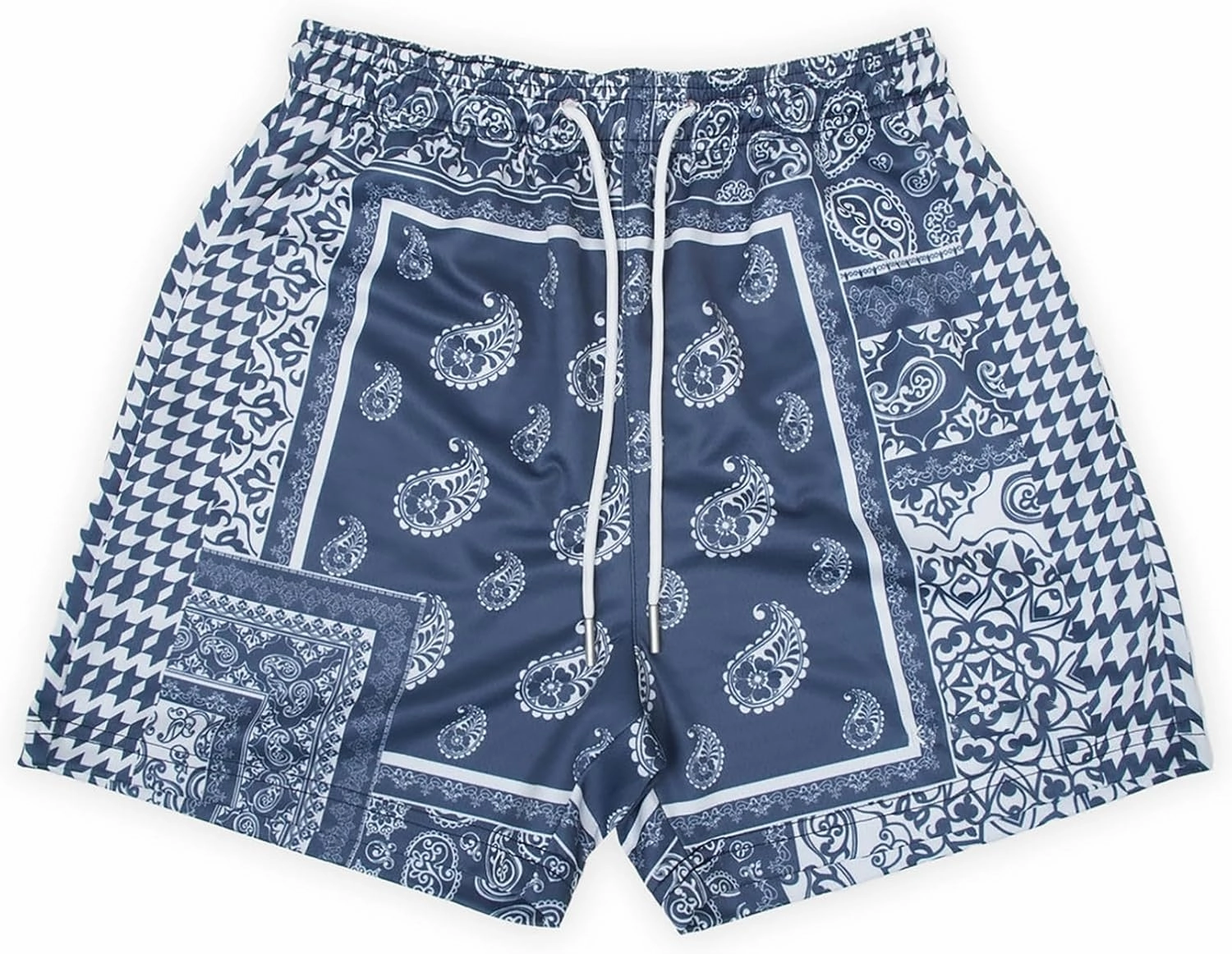 BOOMLEMON Men's Retro Paisley Shorts Mesh Print Casual Beach Shorts Athletic Gym Workout Running Short Pants