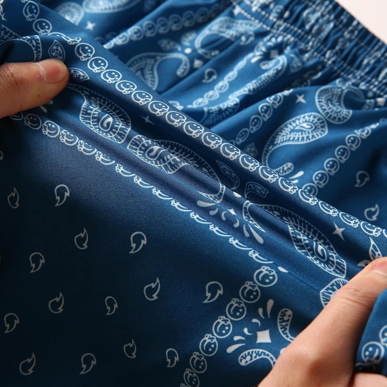 BOOMLEMON Men's Retro Paisley Shorts Mesh Print Casual Beach Shorts Athletic Gym Workout Running Short Pants