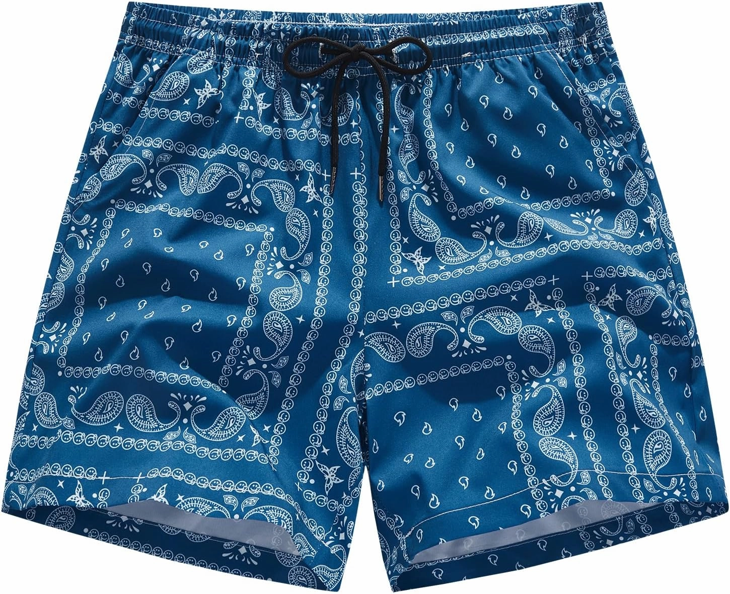 BOOMLEMON Men's Retro Paisley Shorts Mesh Print Casual Beach Shorts Athletic Gym Workout Running Short Pants