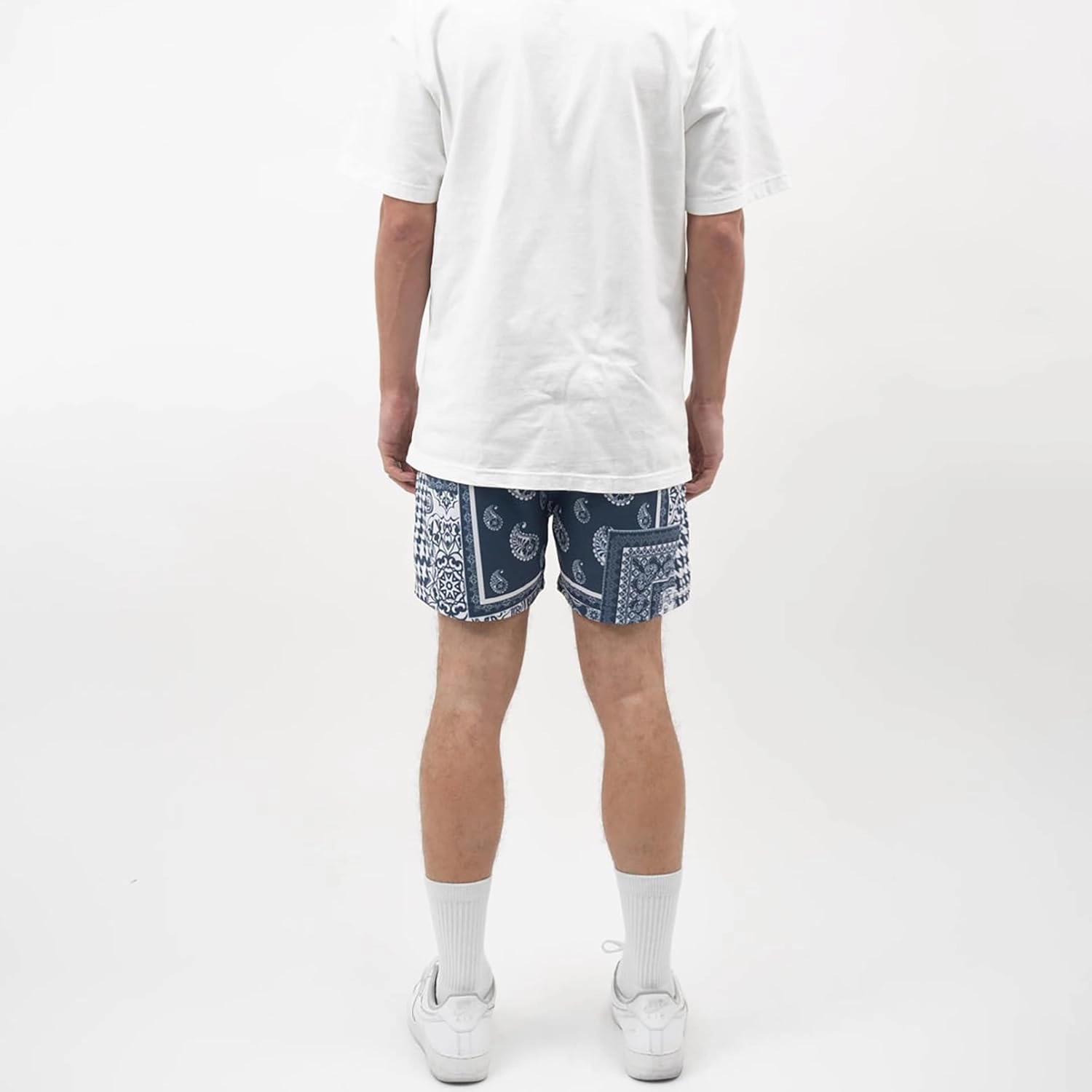 BOOMLEMON Men's Retro Paisley Shorts Mesh Print Casual Beach Shorts Athletic Gym Workout Running Short Pants