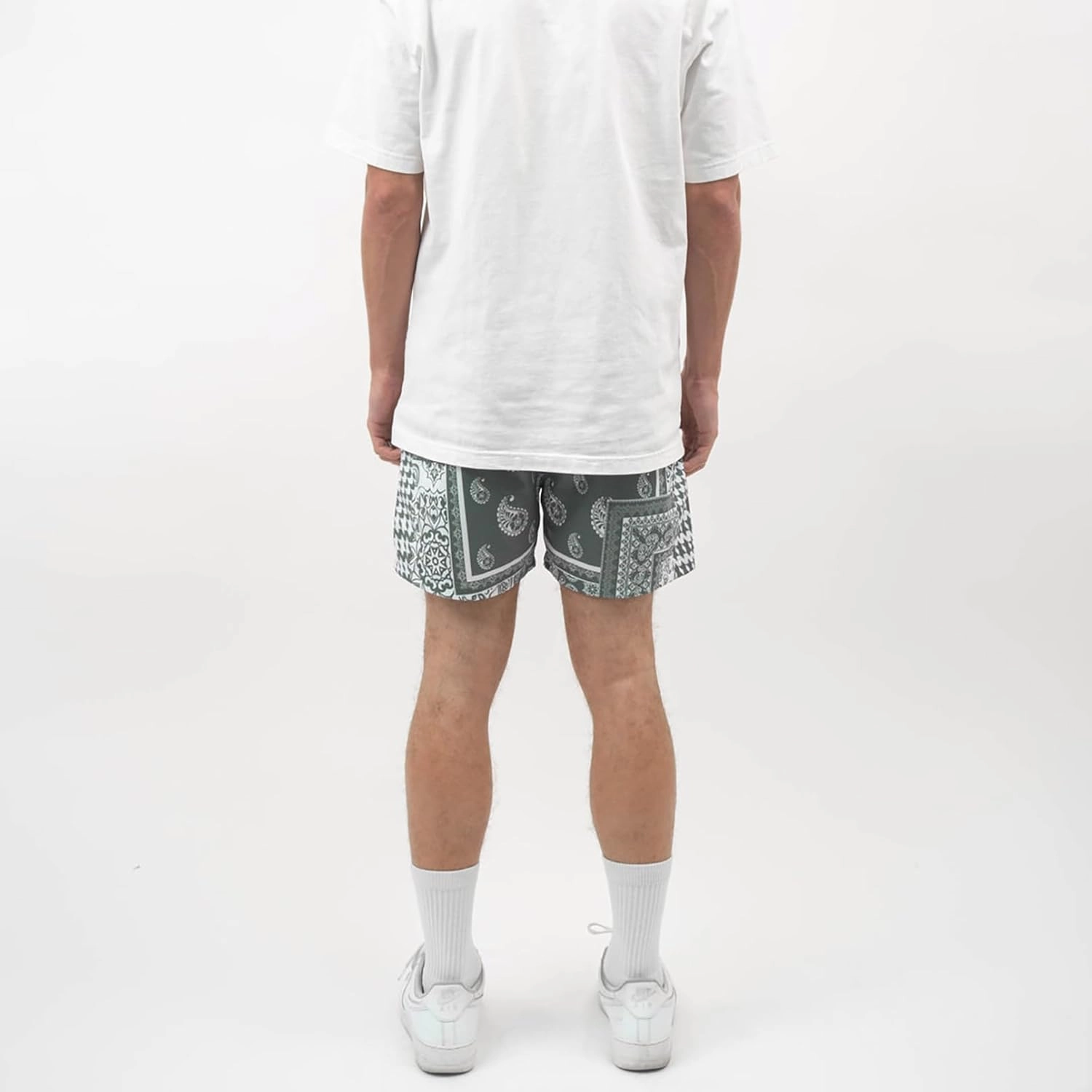 BOOMLEMON Men's Retro Paisley Shorts Mesh Print Casual Beach Shorts Athletic Gym Workout Running Short Pants
